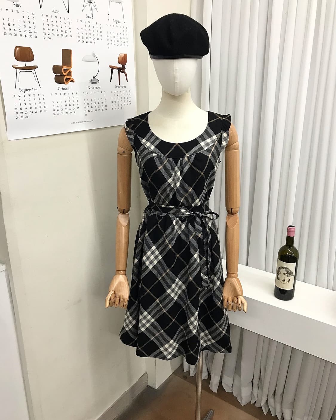 버버리 블랙 체크 벨티드 프릴 원피스 상품이미지6