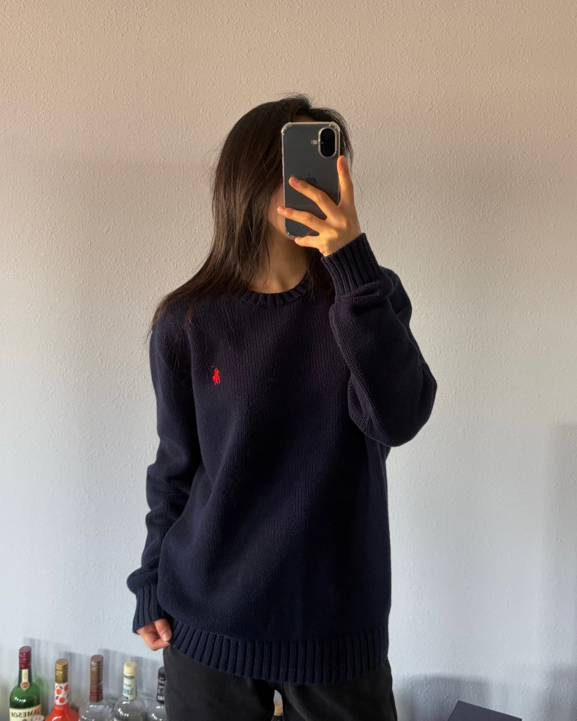 [M]폴로 랄프로렌 라운드넥 코튼 니트 네이비 상품이미지1