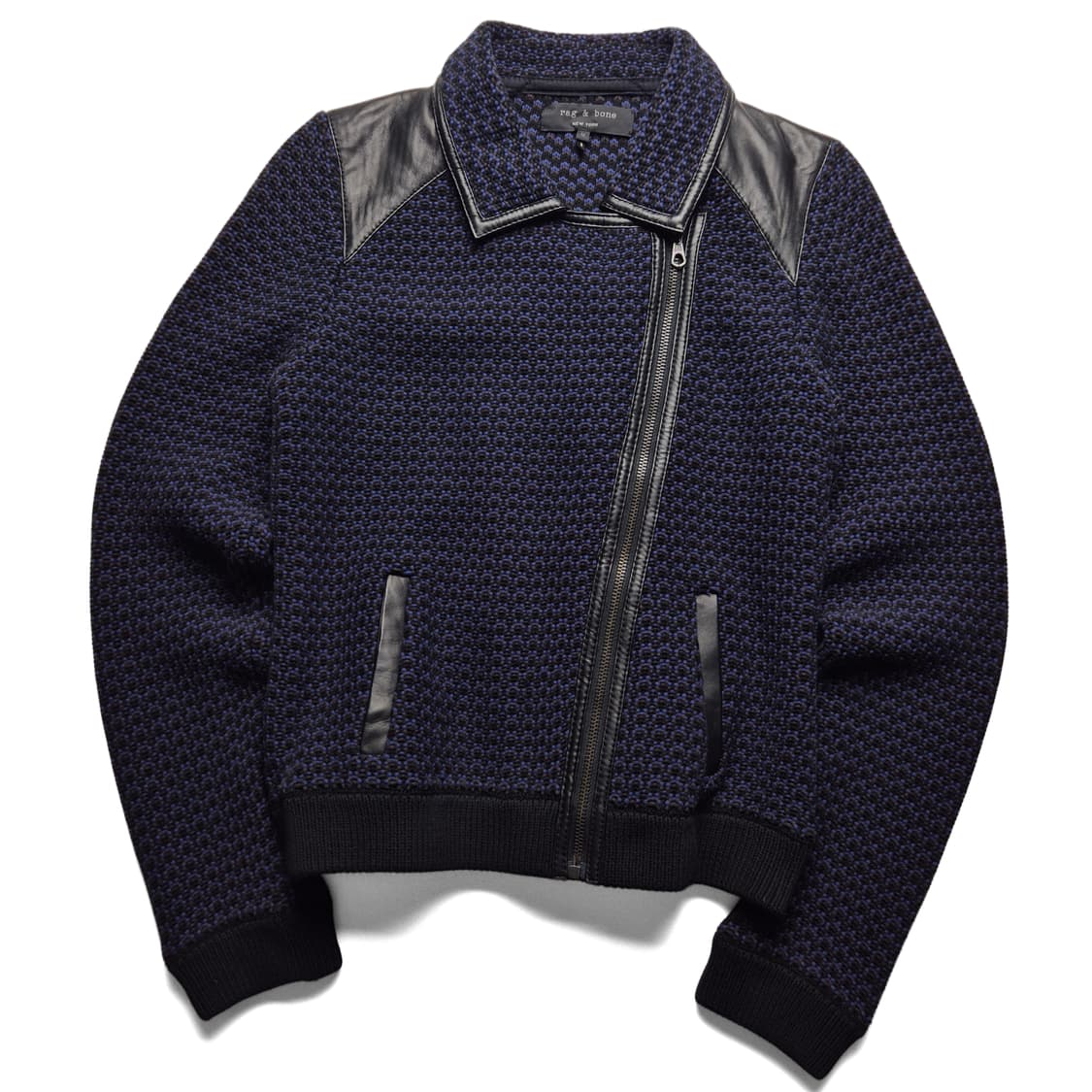 [M] 랙앤본 니트 레더 믹스자켓 상품이미지1