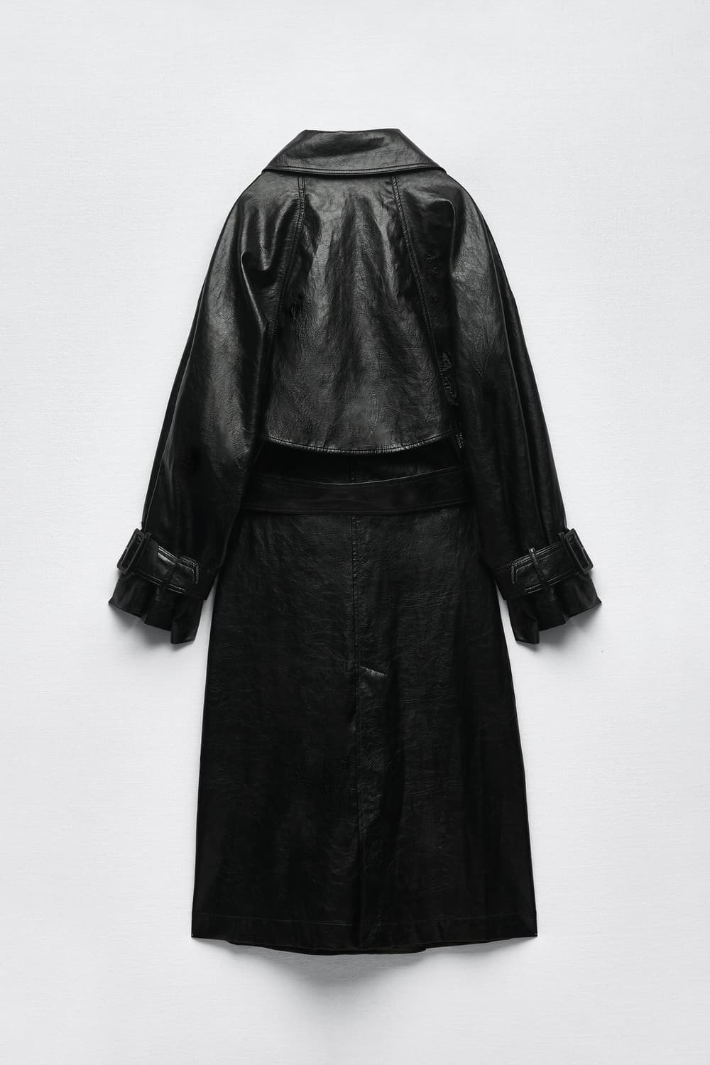 자라 블랙 레더 트렌치 코트 M 상품이미지2