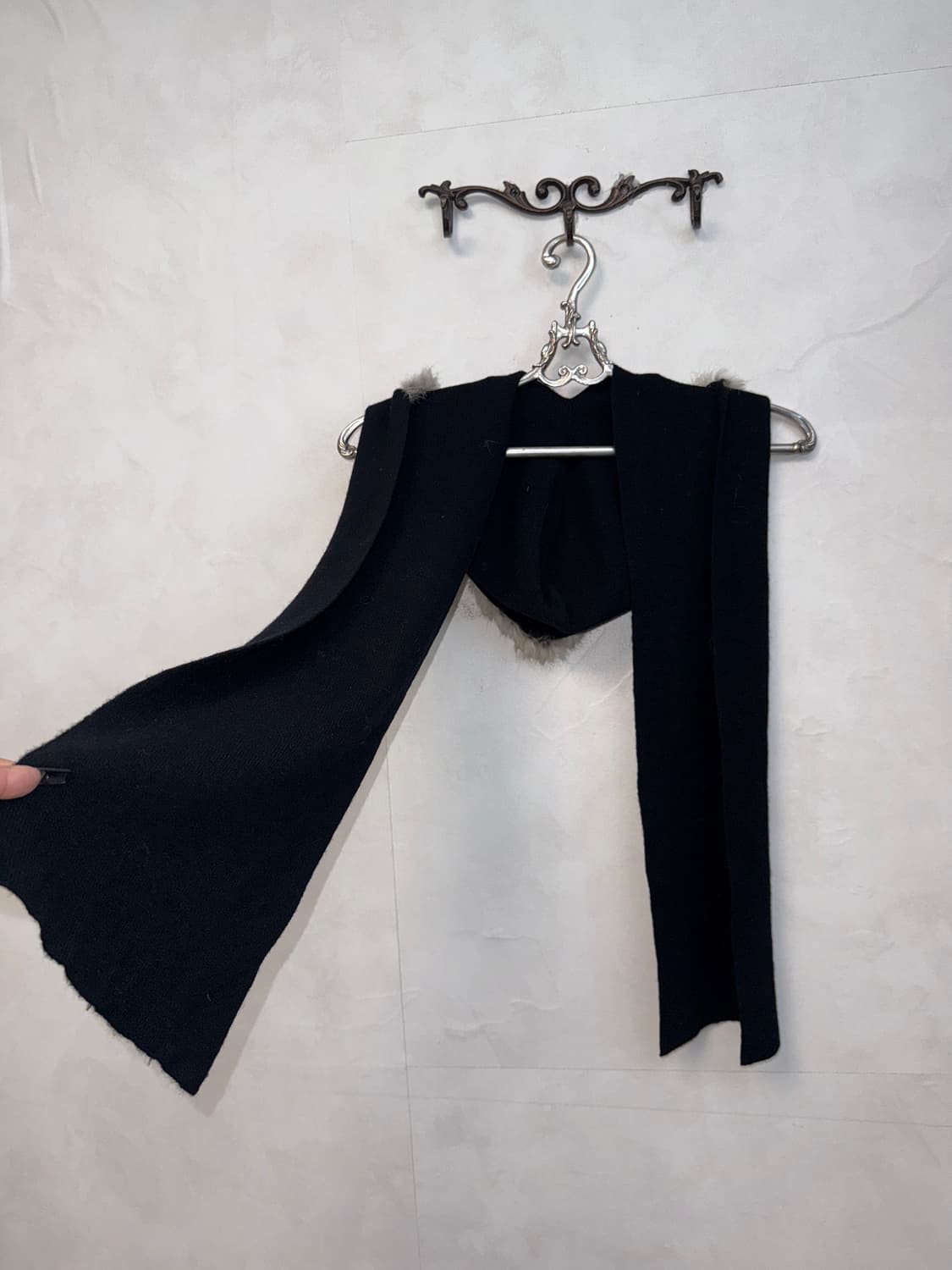 Black rabbit fur trimming hood muffler 상품이미지2