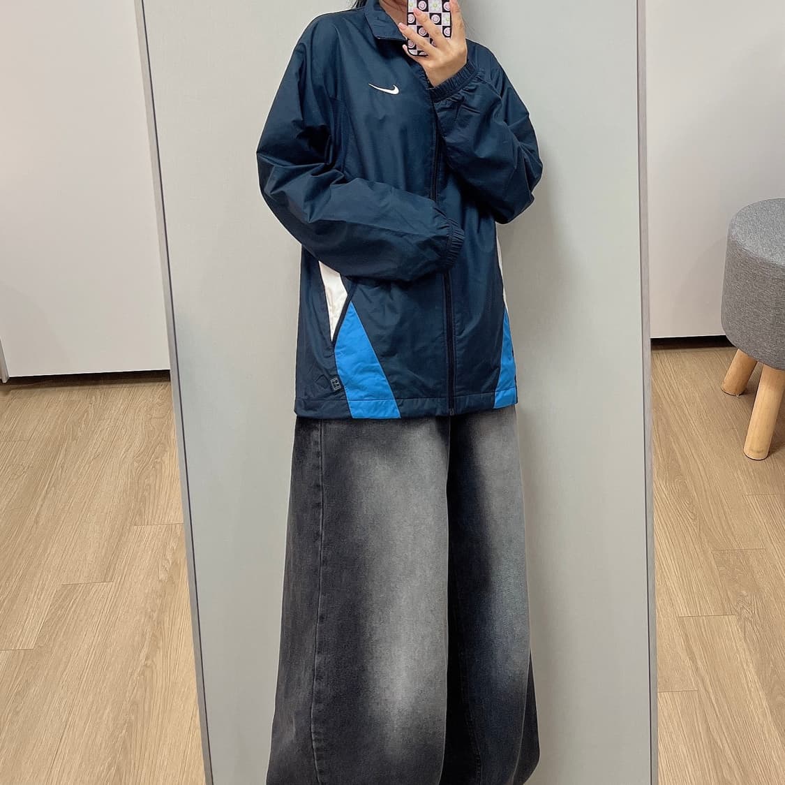 나이키 올드스쿨 스우시 로고 네이비 바람막이 자켓 상품이미지2