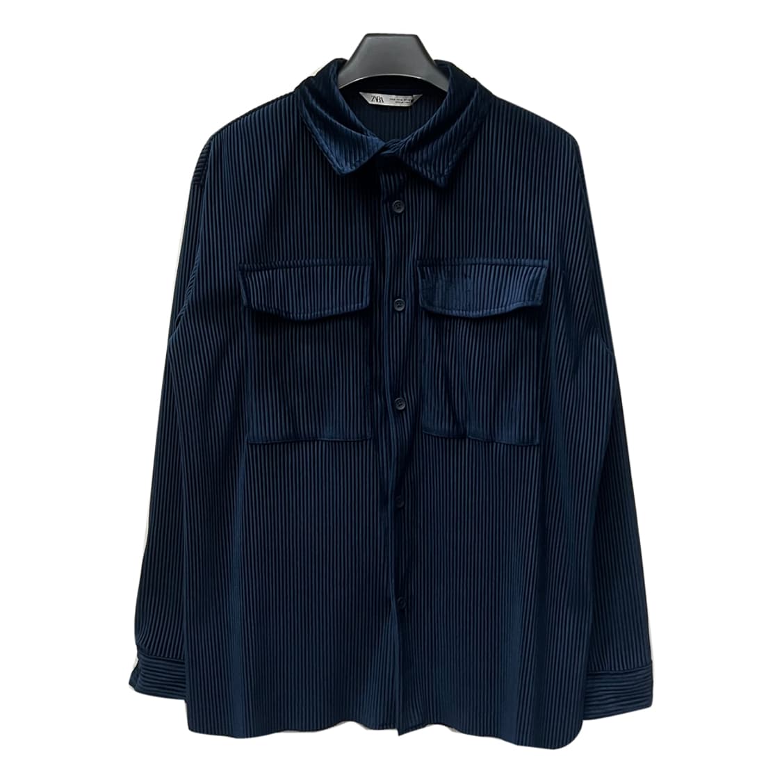 ZARA 자라 오버핏 네이비 코듀로이 셔츠 남방 해외 M 상품이미지1