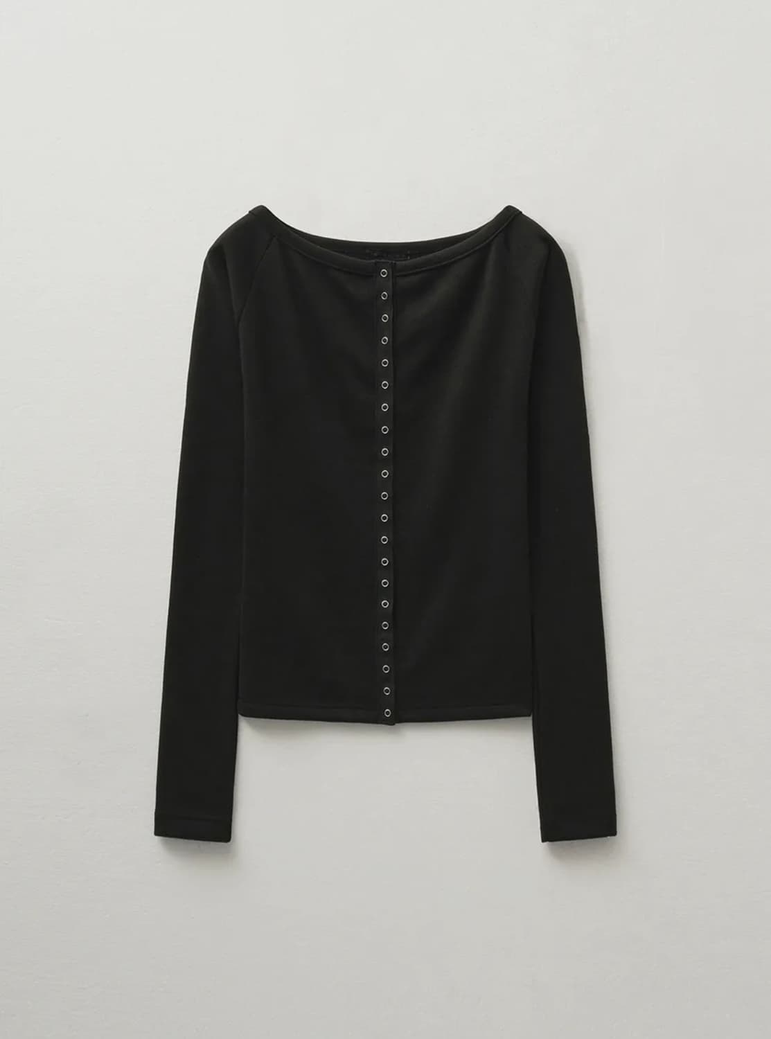 헬레네파리스 보트넥 스냅 슬릿 가디건 블랙 상품이미지1