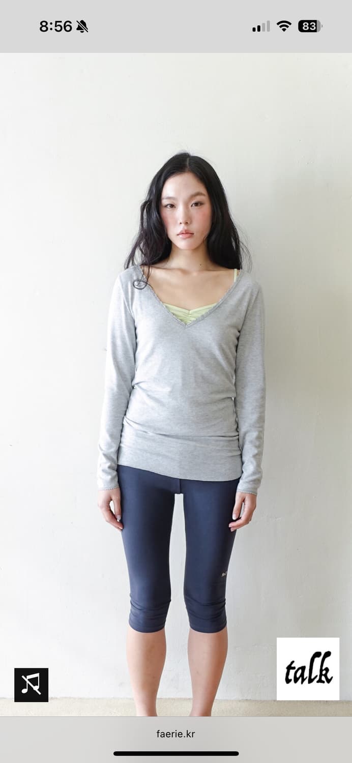 샵페어리 iris long top grey 아이리스롱탑 멜란지 그레이 상품이미지1