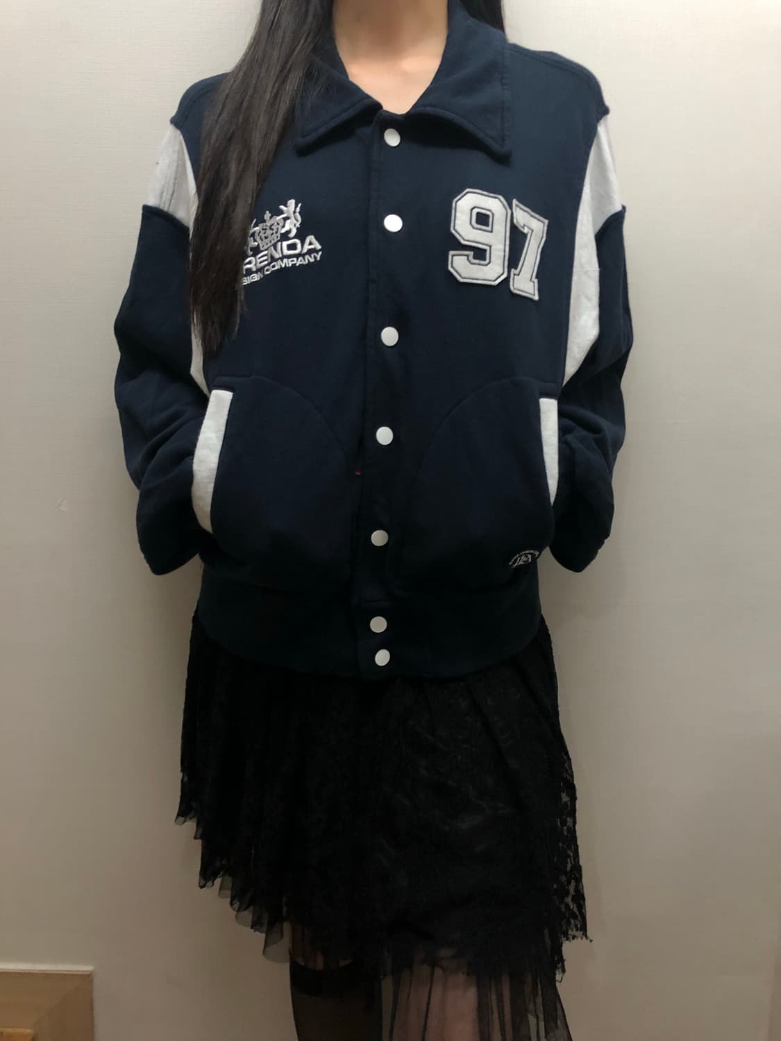 빈티지 프렌다 네이비 바시티 자켓 상품이미지3