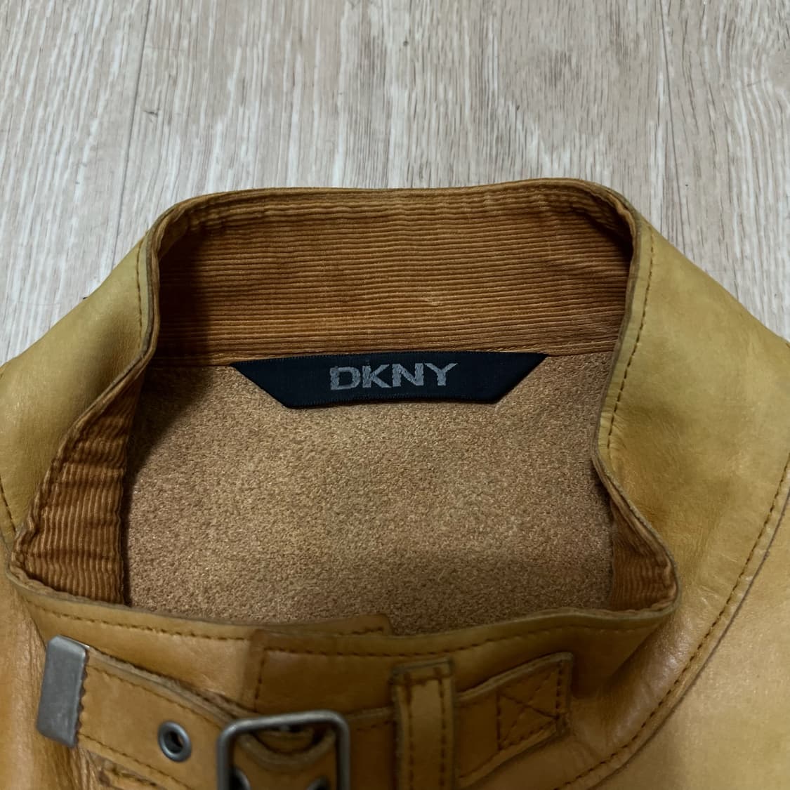 DKNY 도나카란 천연 소가죽 싱글 가죽자켓 L/100  상품이미지4