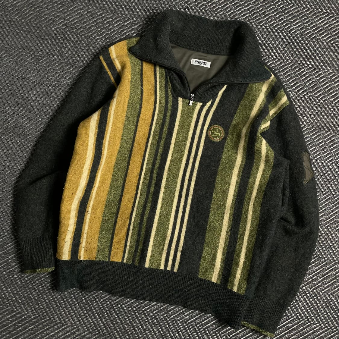 PING 스트라이프 니트 카라 하프 반 집업 y 4914 상품이미지1