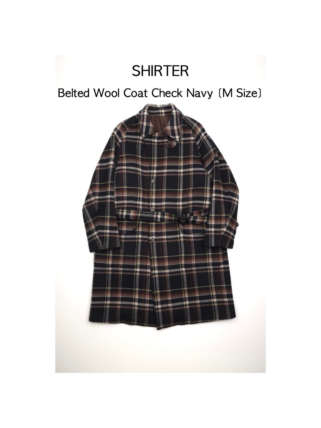 Shirter 벨티드 울 체크 코트 체크 네이비 상품이미지1