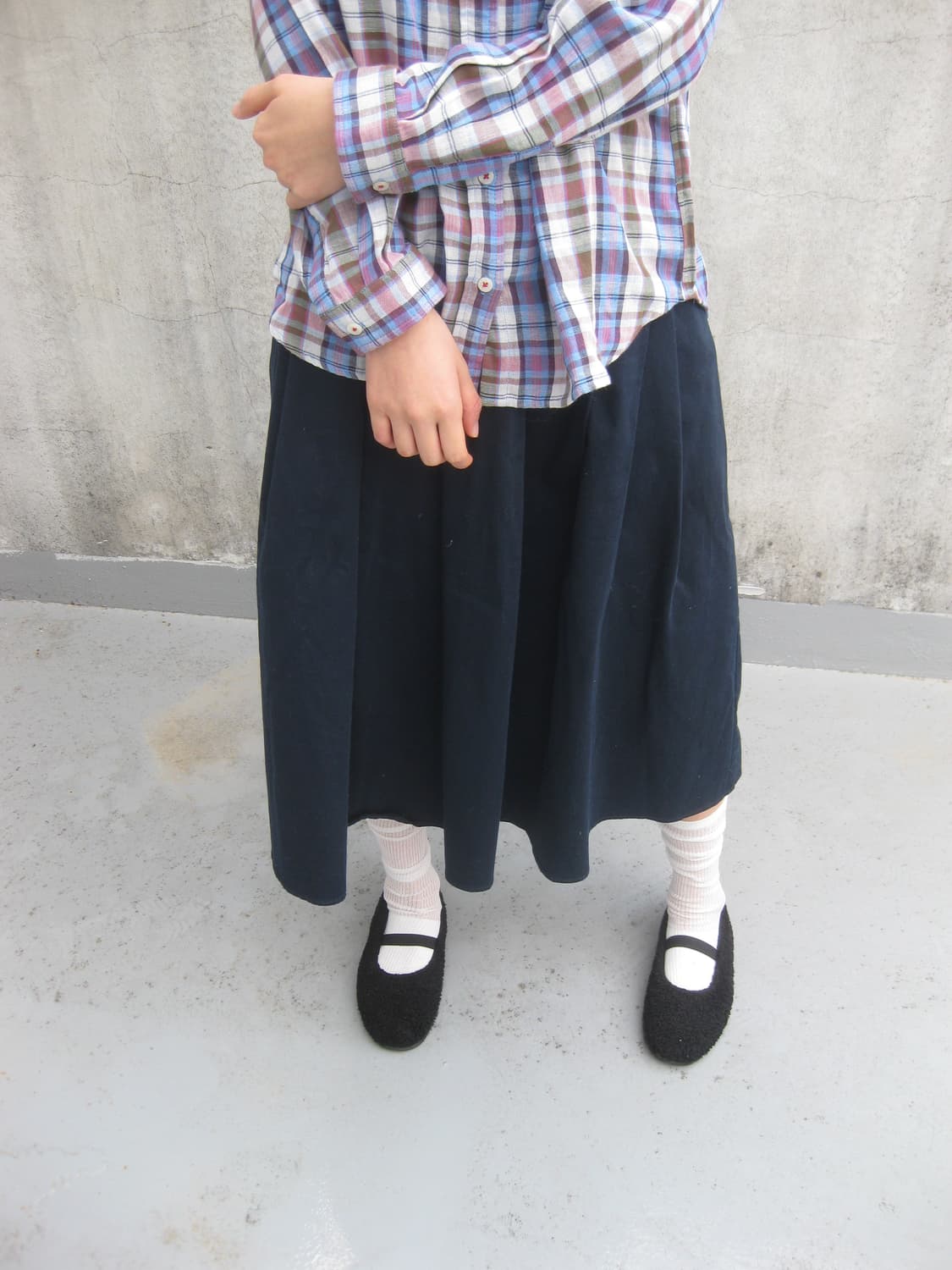 네이비 미디 스커트 상품이미지5