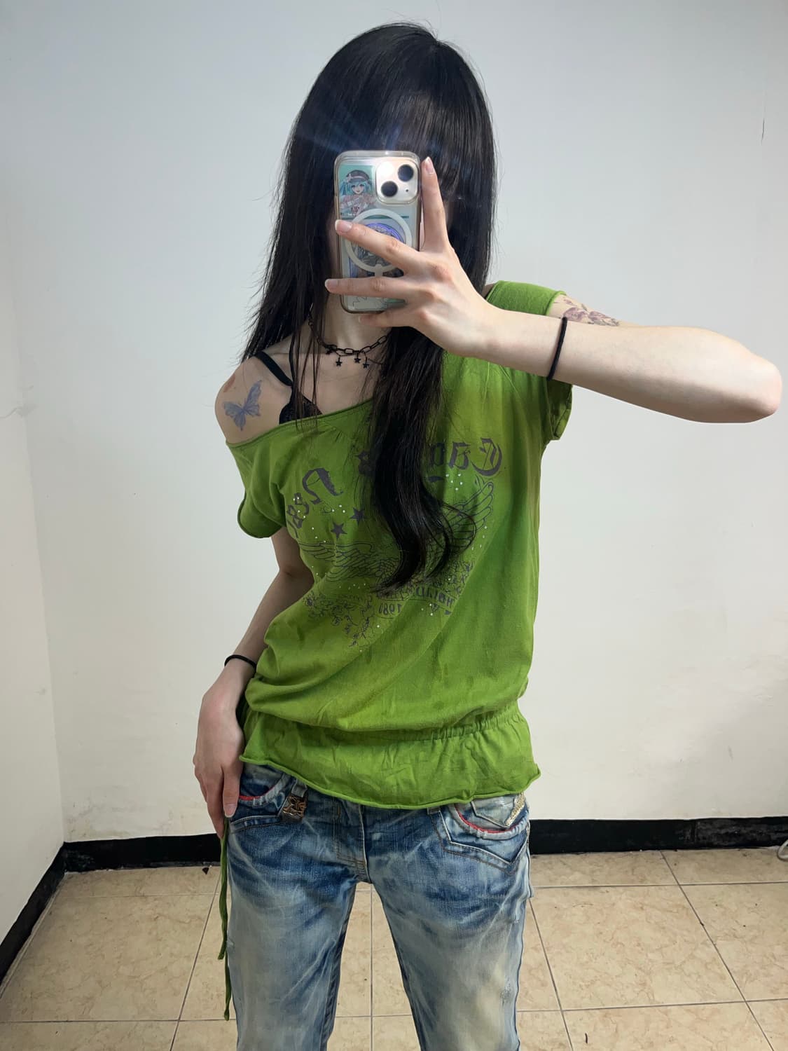 00‘s P2K 프린팅 오프숄더 상품이미지1