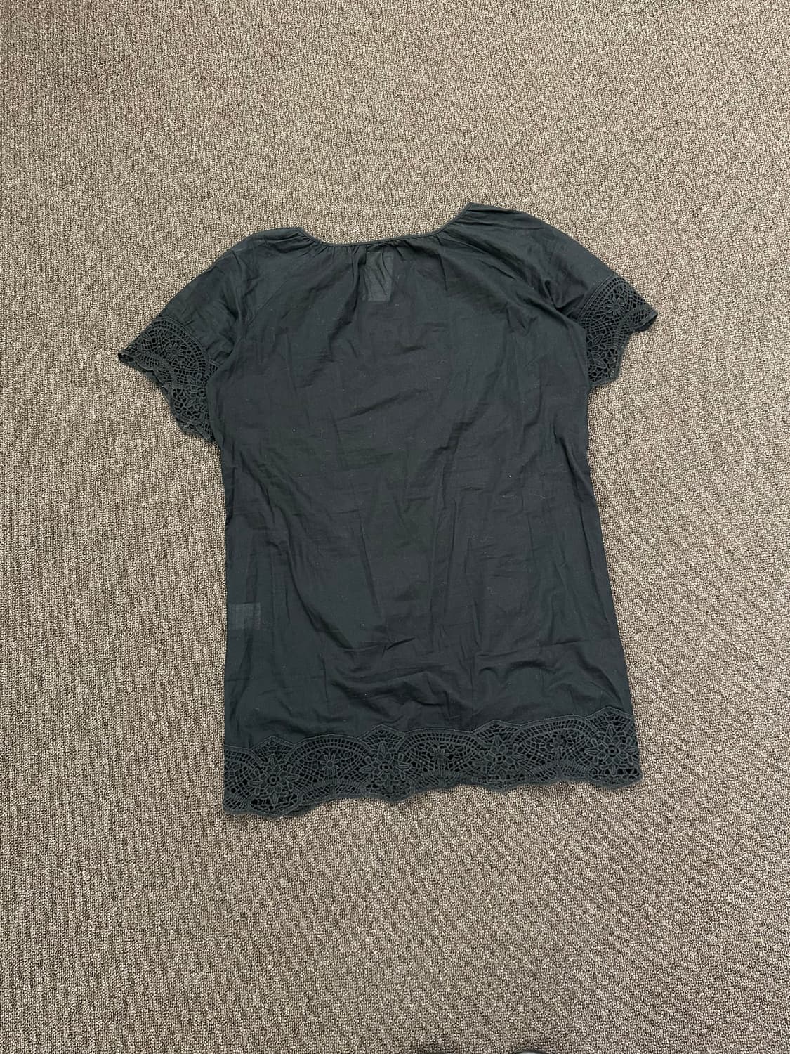 OS)Japanese vintage 레이스 자수 디테일 블랙 원피스 상품이미지5