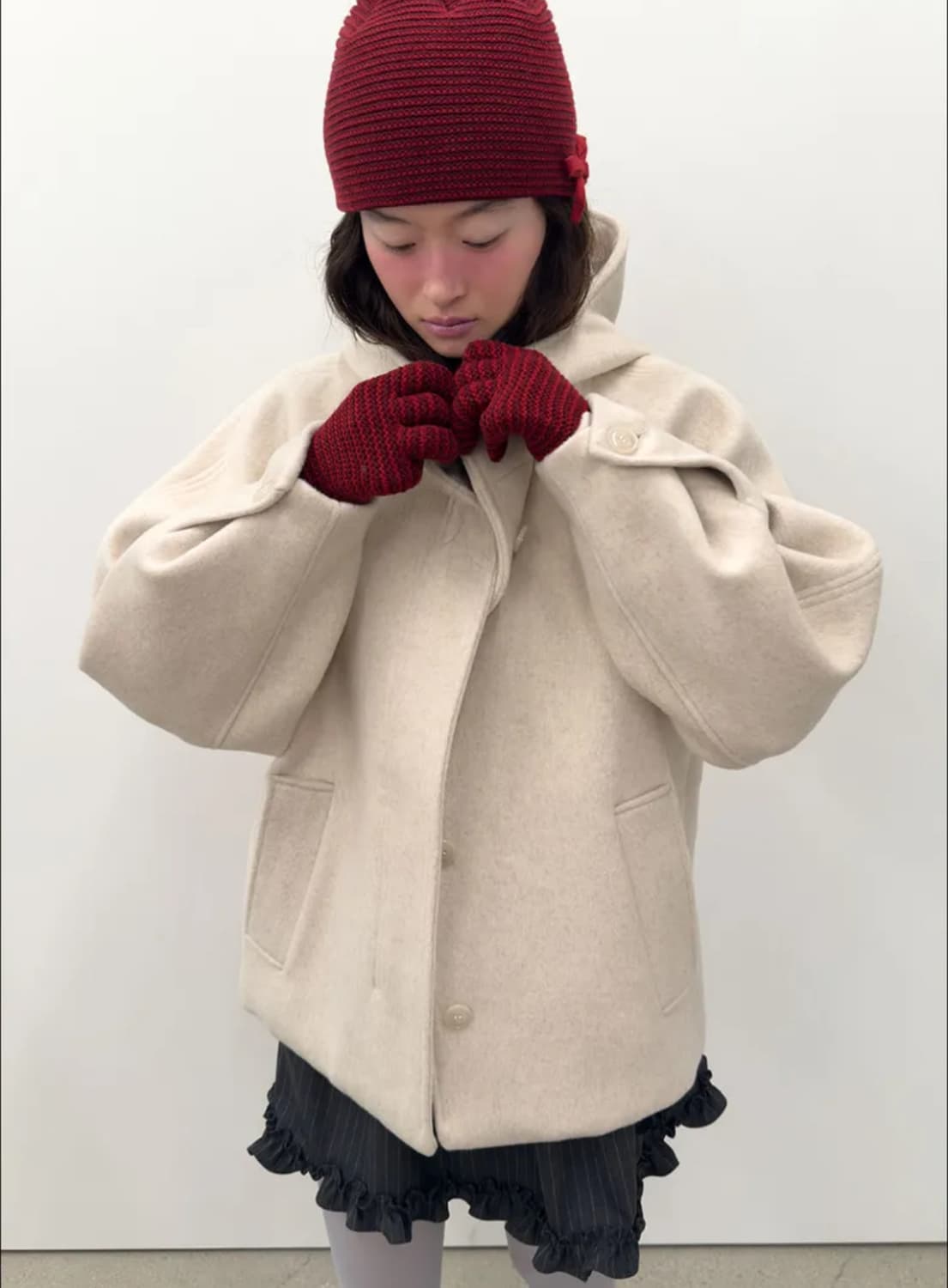 Hooded Half Coat [Oatmeal] 상품이미지2