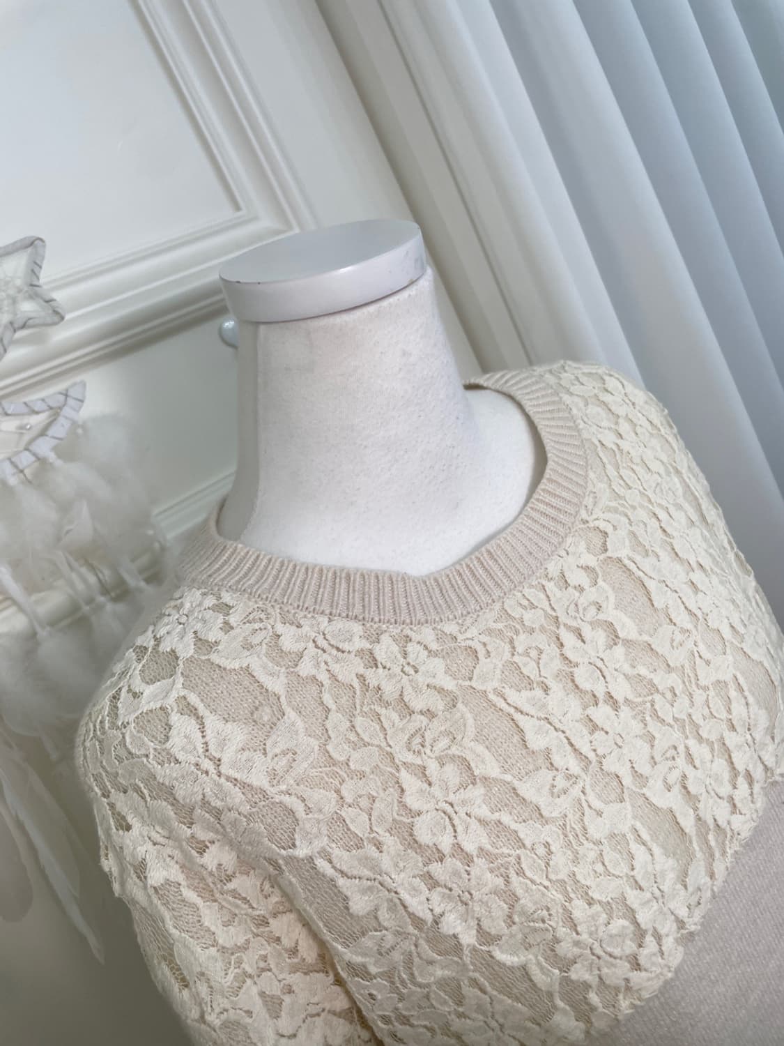 SM2 ivory lace trim sweater(size-F) 상품이미지8