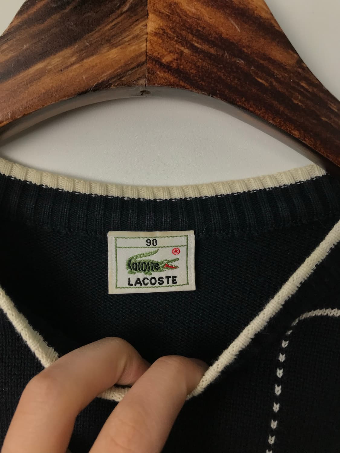 라코스테 자수로고 체크 반팔 니트 상품이미지6