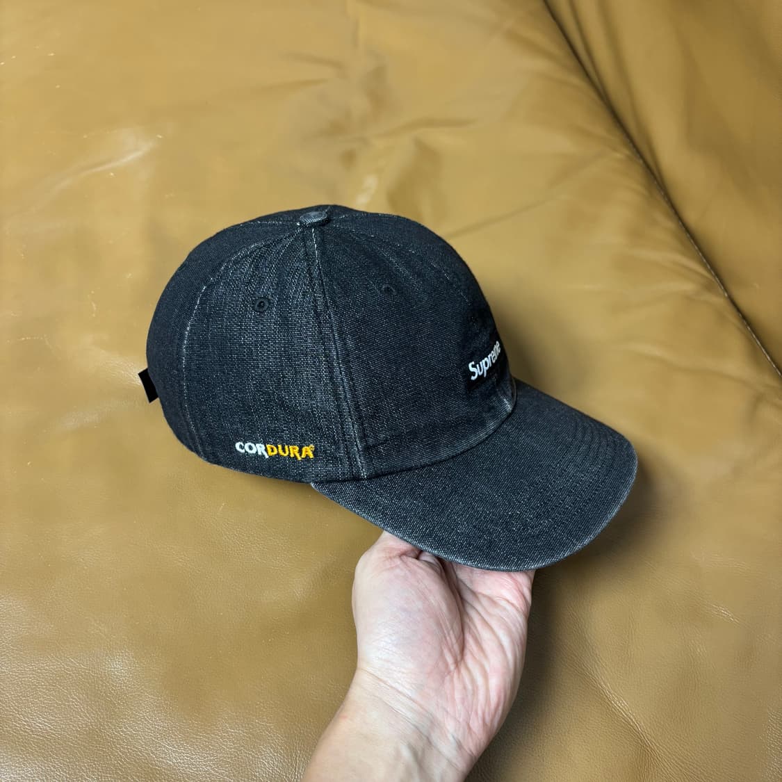 Supreme 슈프림 스몰 로고 데님 블랙 6패널 볼캡 모자 Black 상품이미지3