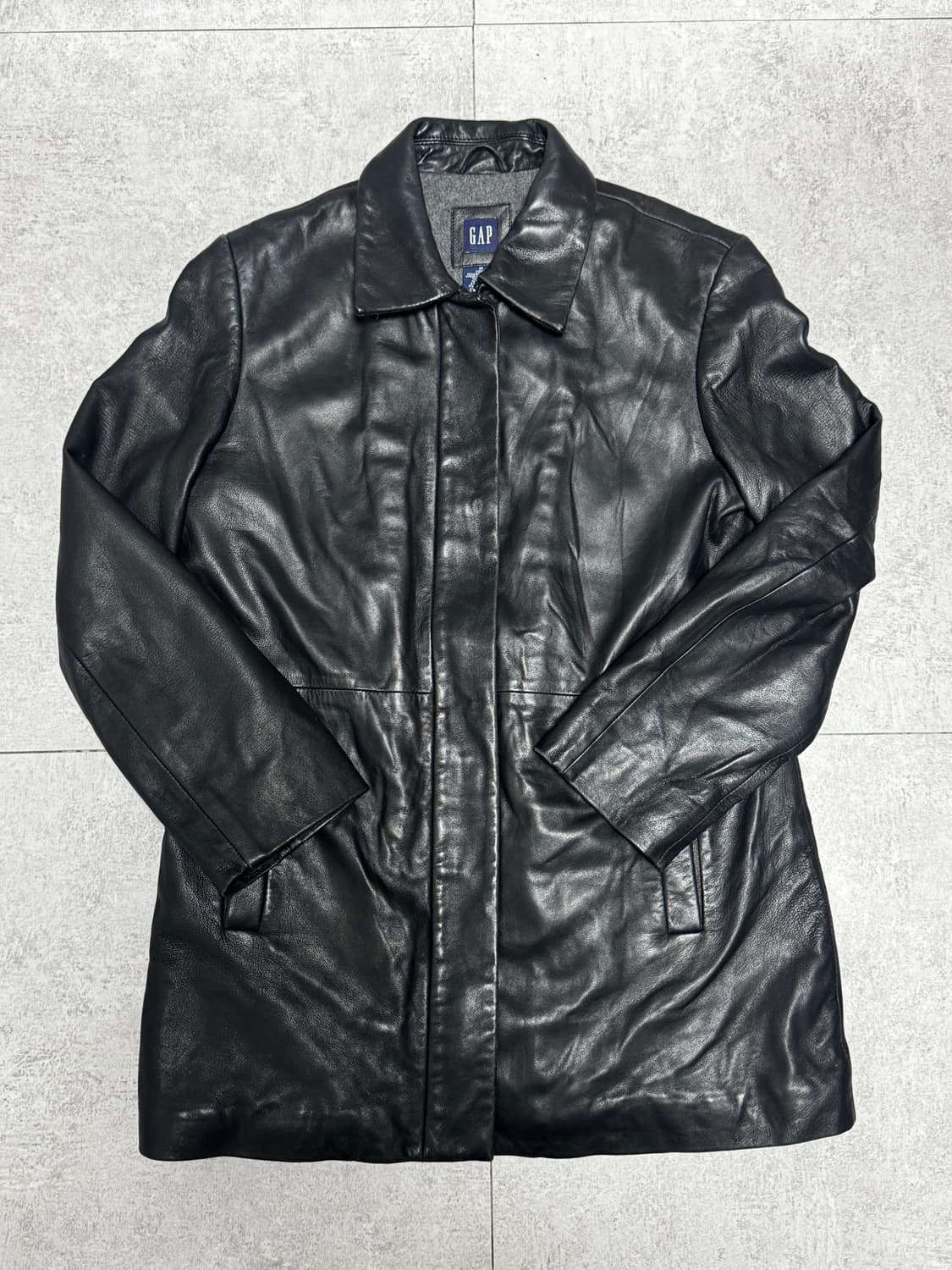 [M] 00'S OLD GAP 올드갭 레더 코트 블랙 상품이미지1