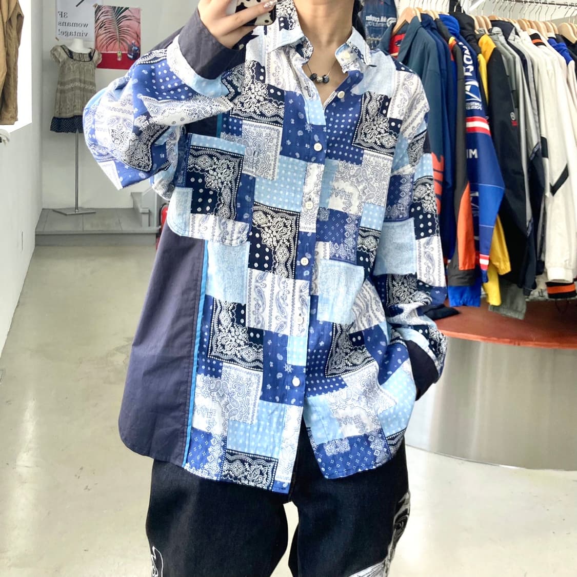 페이즐리 패치 워크 코튼 셔츠 상품이미지3