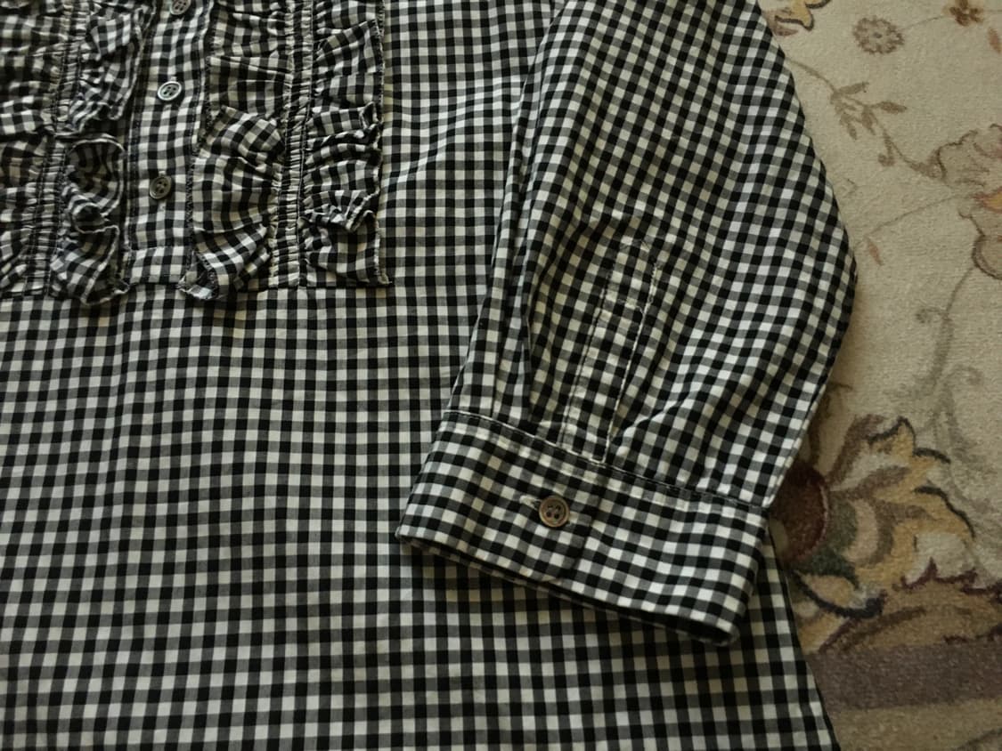 꼼데st 프릴 체크 7부 셔츠 상품이미지4