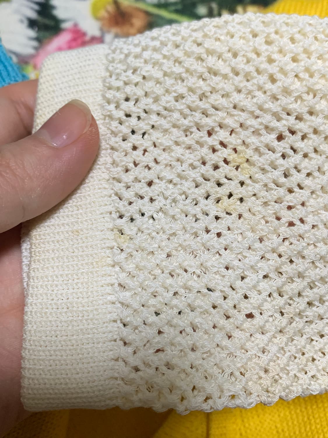 빈티지 몬니 여름 니트 그물 가디건 자수 티셔츠 블라우스 물고기 상품이미지8