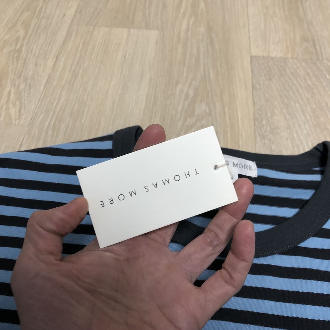 (L) 새상품 토마스 모어 THOMAS MORE 치코 스트라이프 티 블루 상품이미지8