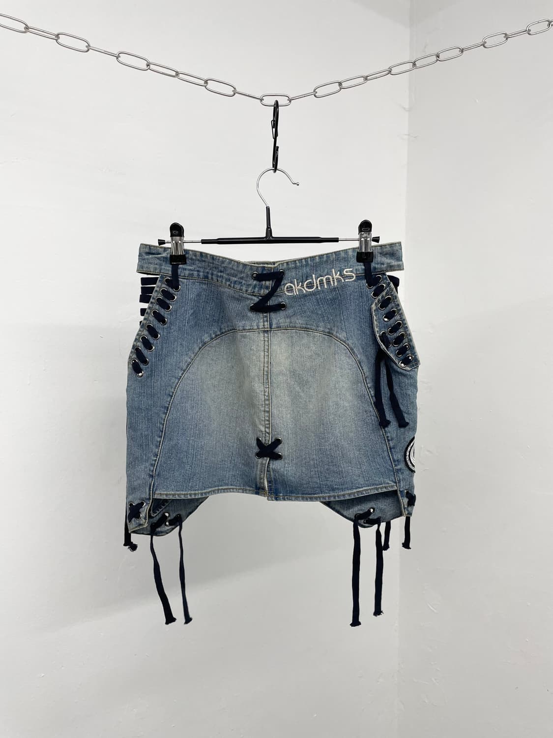 아카데믹 00s 아일렛 패치 데님 스커트*레어 상품이미지5