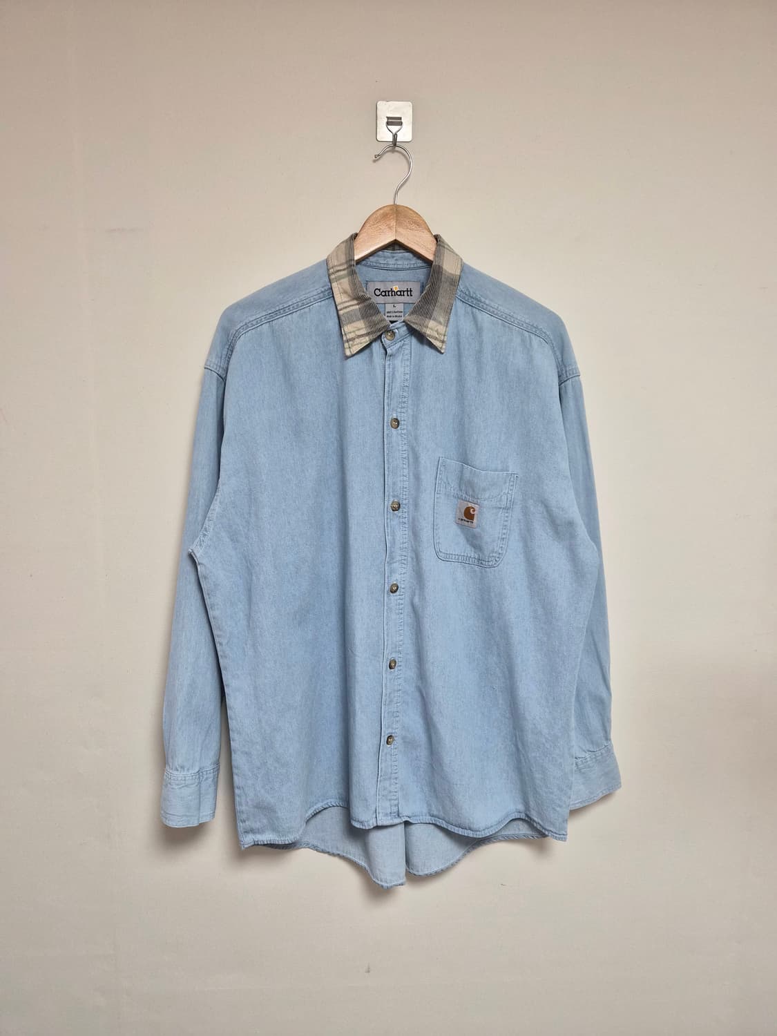 칼하트Carhartt 카라 배색 데님 셔츠 L사이즈 - S267 상품이미지1
