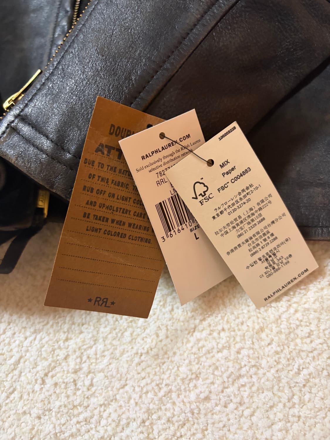 RRL 슬림 핏 레더 모토 자켓 블랙 상품이미지3