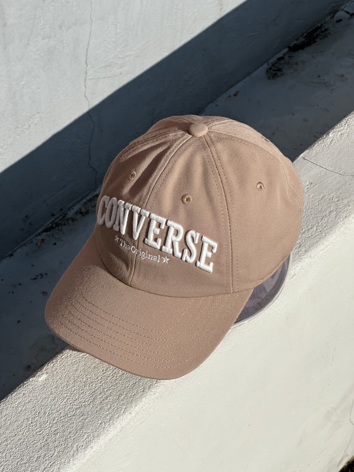[F] 컨버스 로고 베이지 볼캡 모자 상품이미지2