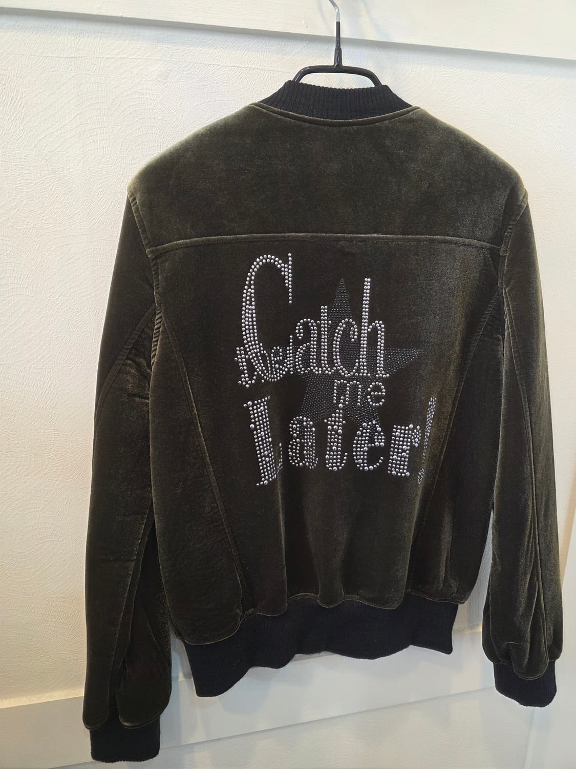 GGPX 올리브그린 벨벳 스타 아플리케 봄버 자켓 S 상품이미지5