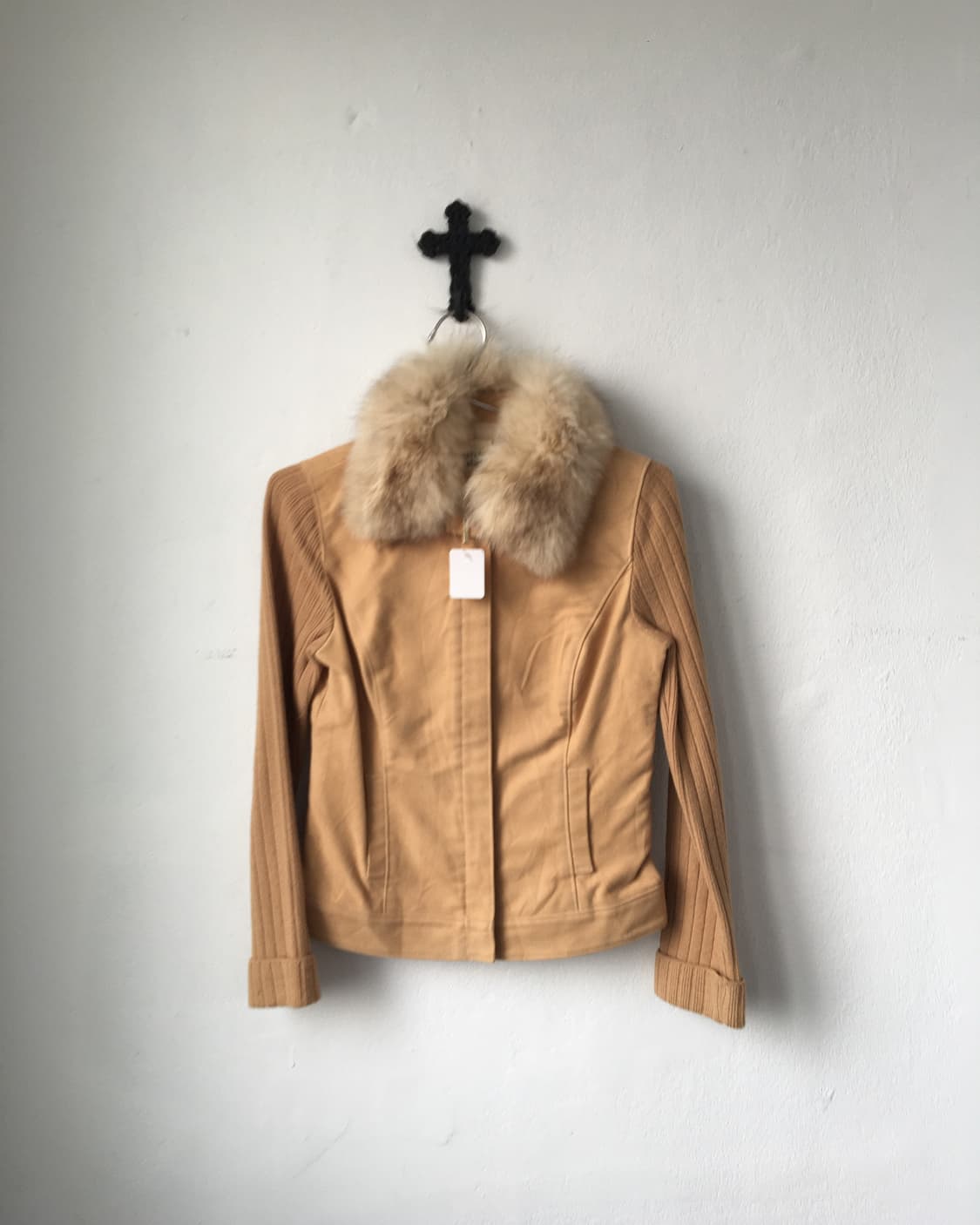 Fur collar point knitted zip up jacket 상품이미지2