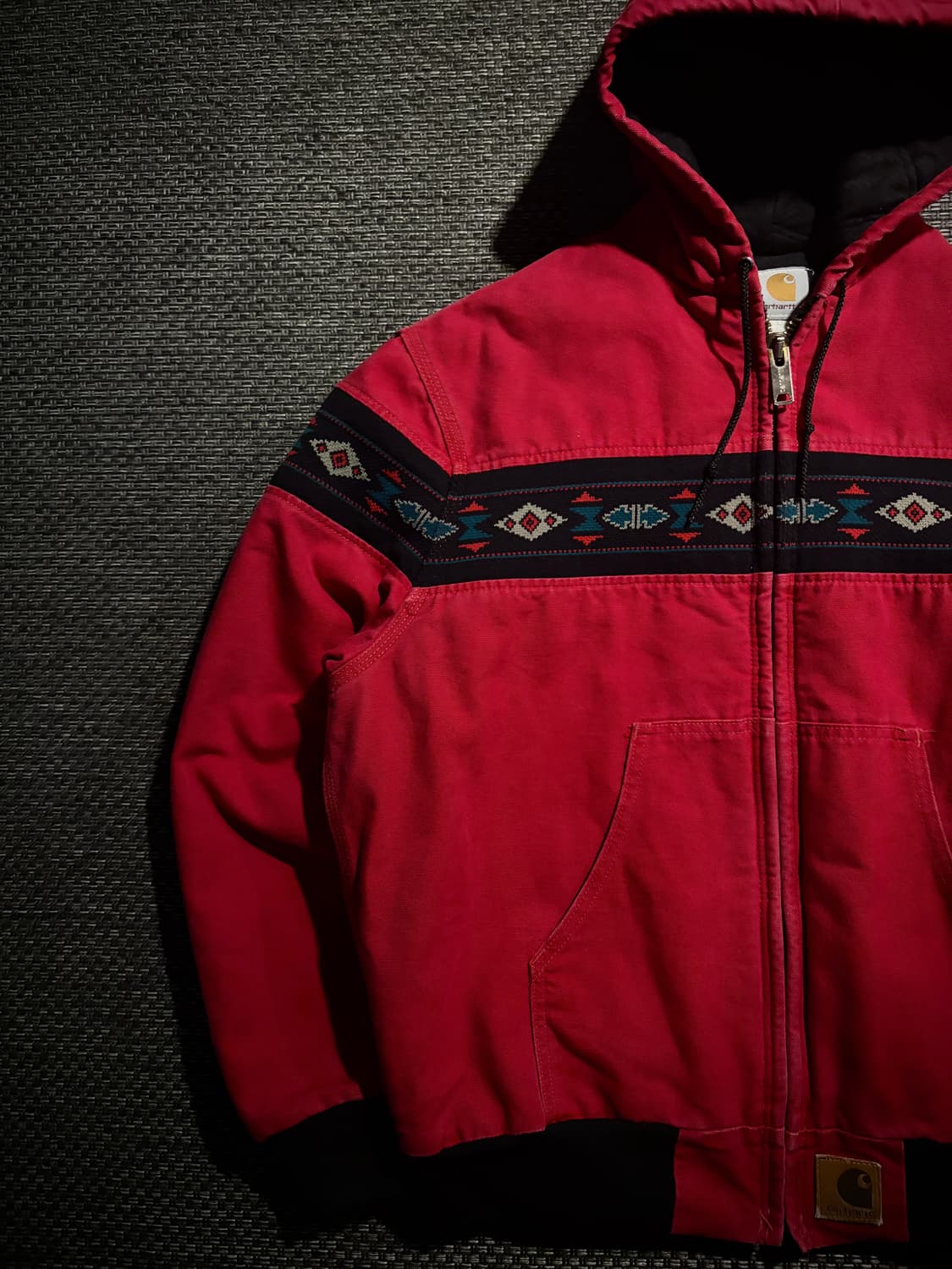 90s 칼하트 아즈텍 액티브 J79 RED M USA🇺🇸 상품이미지3