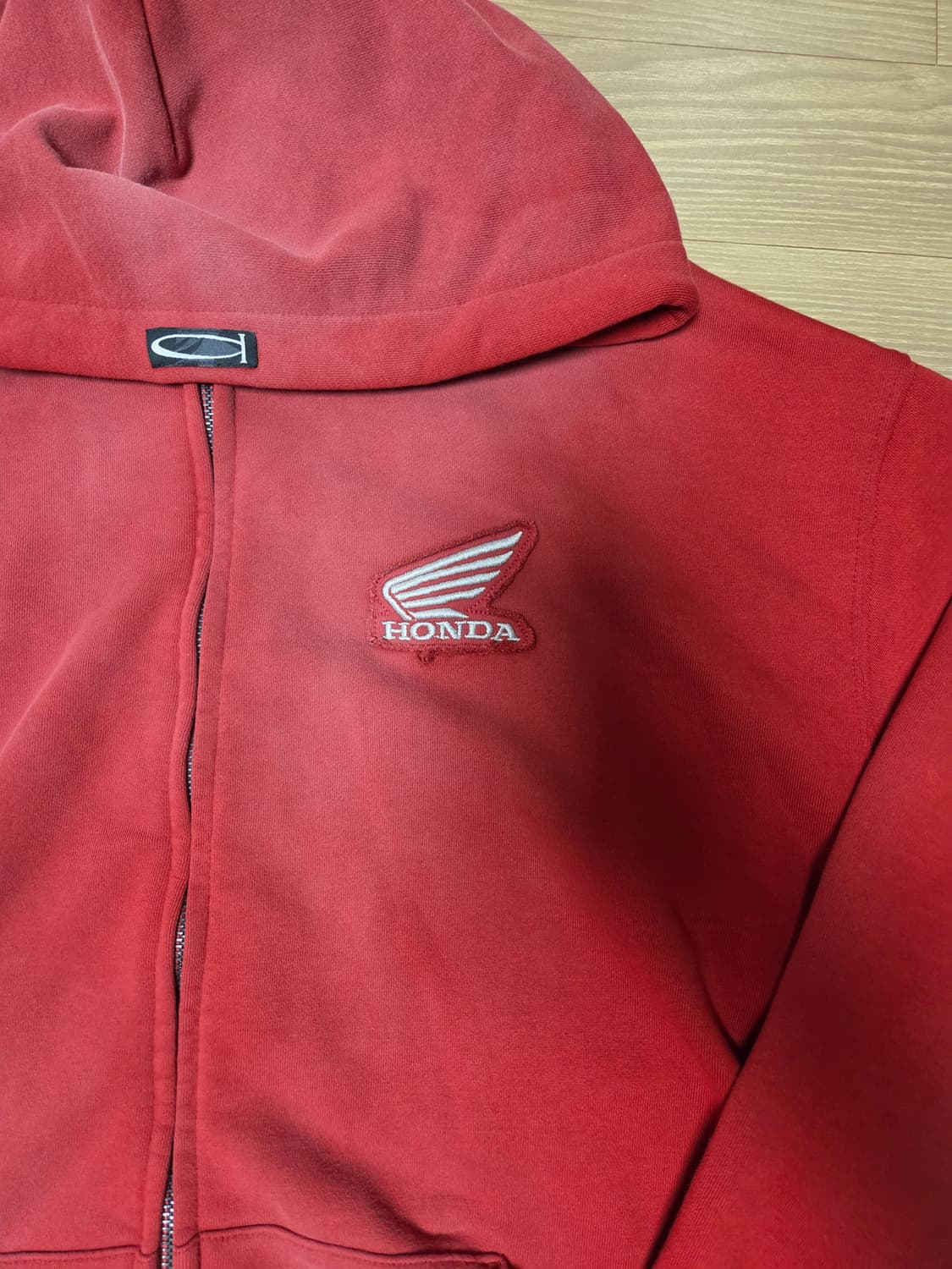혼다 스터드 윙 워싱 후드집업 다크레드 상품이미지5
