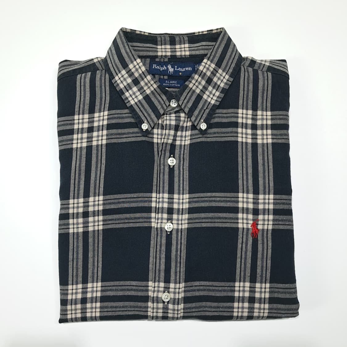 CL613 XL 폴로 90s 레드포니 모던 클래식 타탄체크 네이비 셔츠 상품이미지7