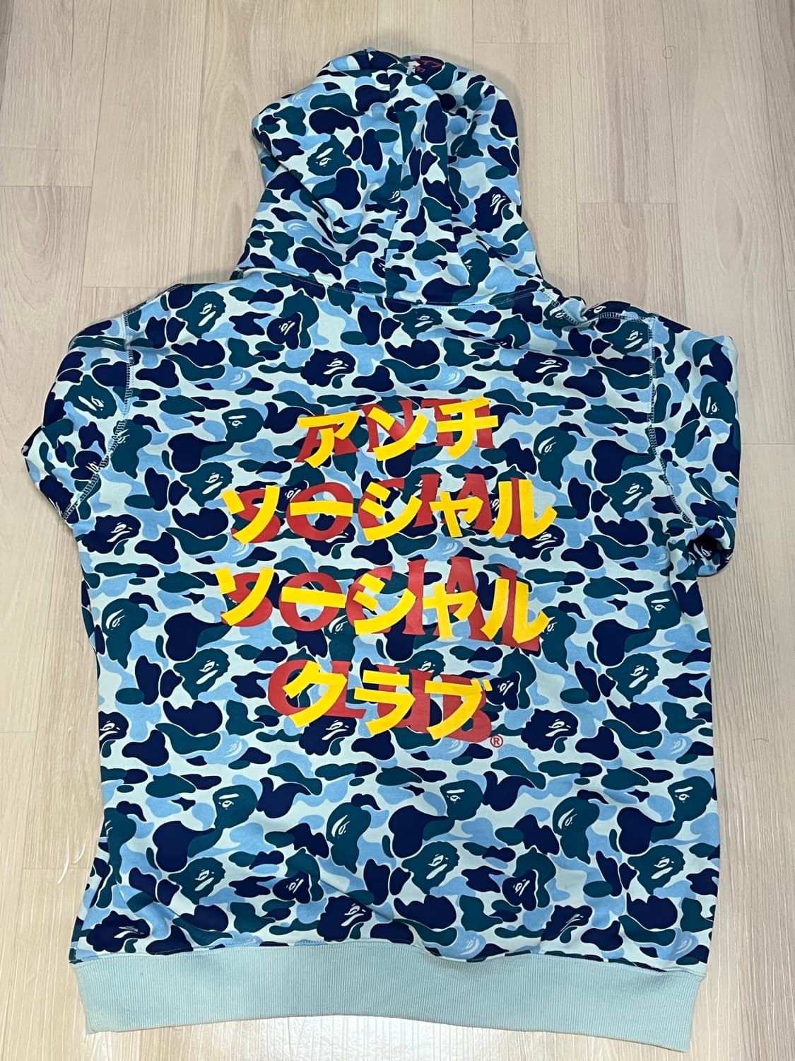 베이프 X 안티소셜클럽 블루 카모 후드티 상품이미지4