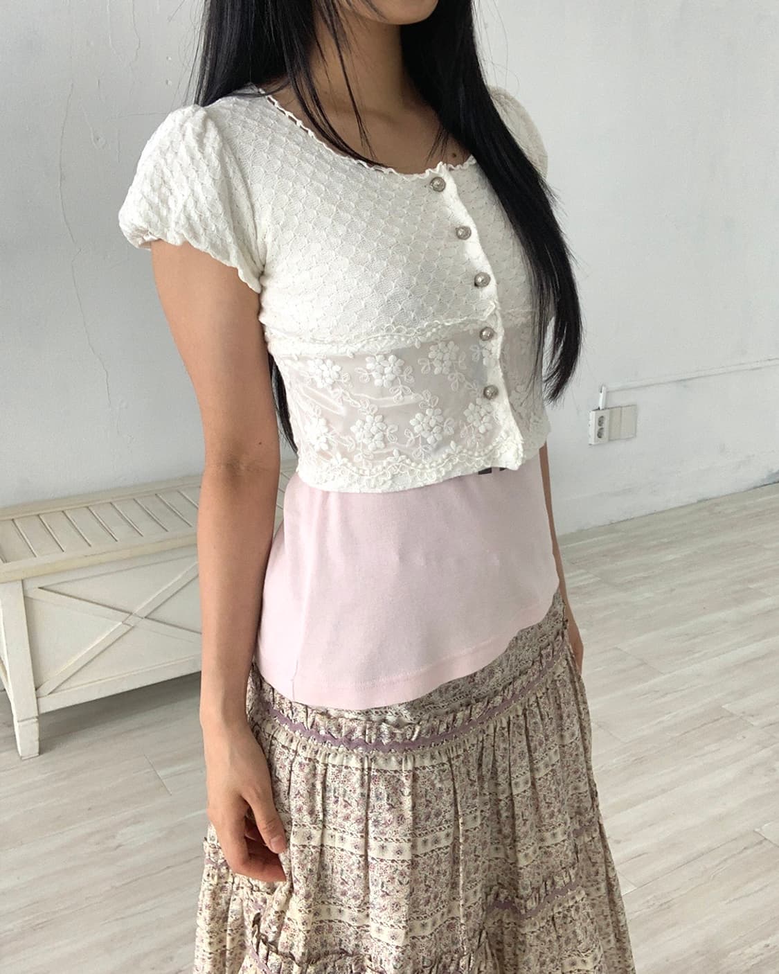 ROJITA Ivory Romantic Cropped Cardigan 상품이미지5