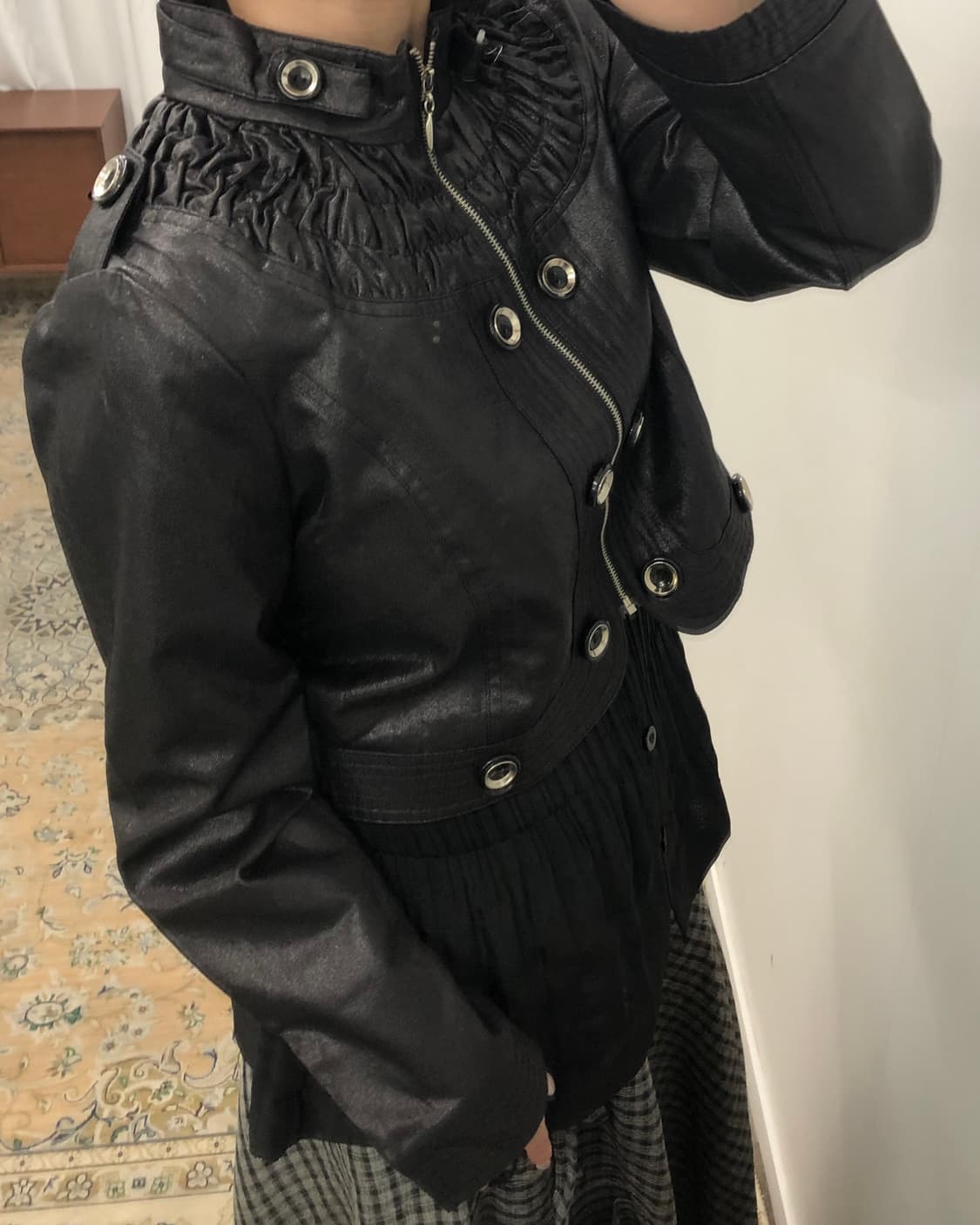 블랙 셔링 버튼 자켓 상품이미지4