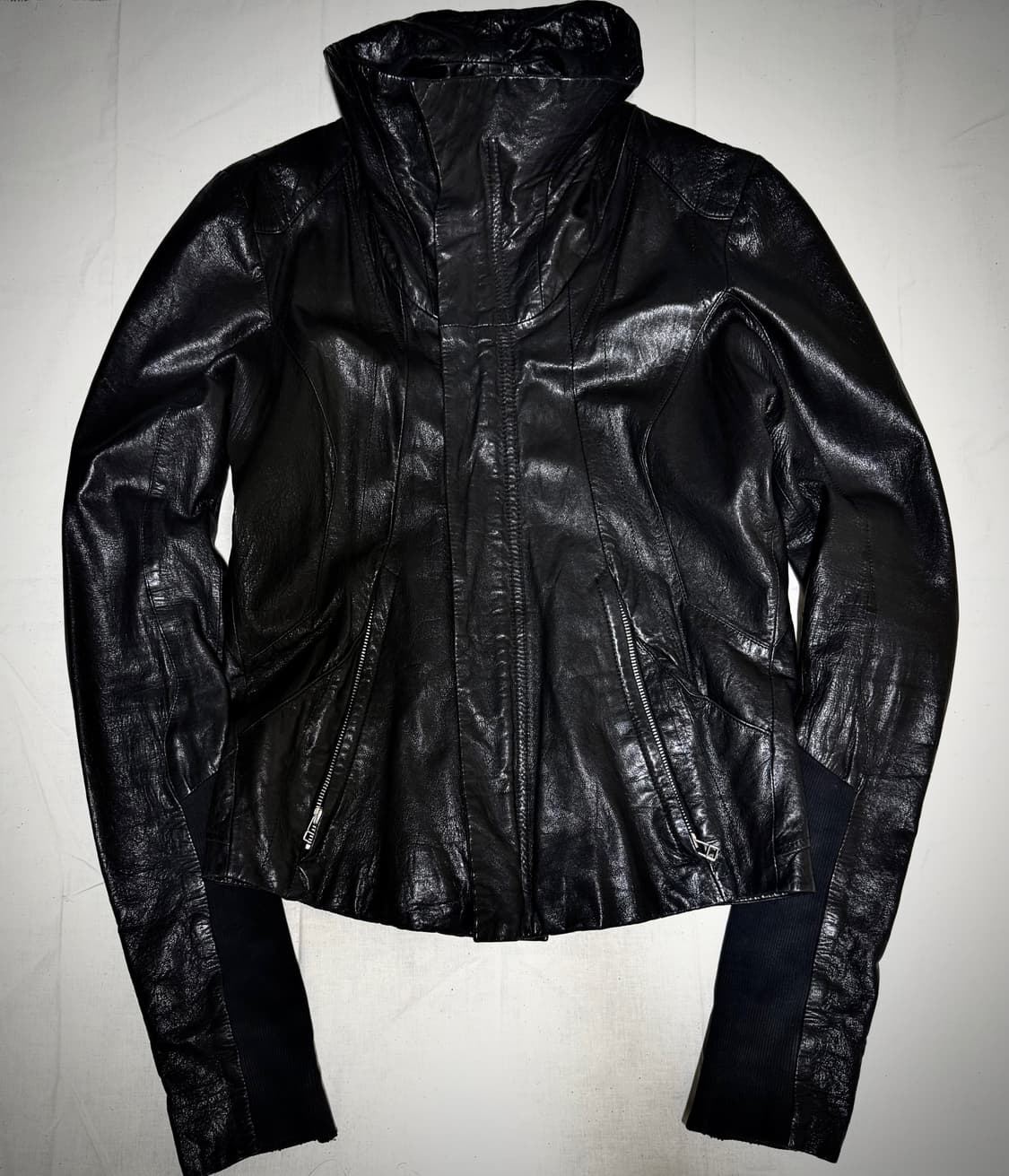Ekam high neck lamb skin Leather jacket 상품이미지1