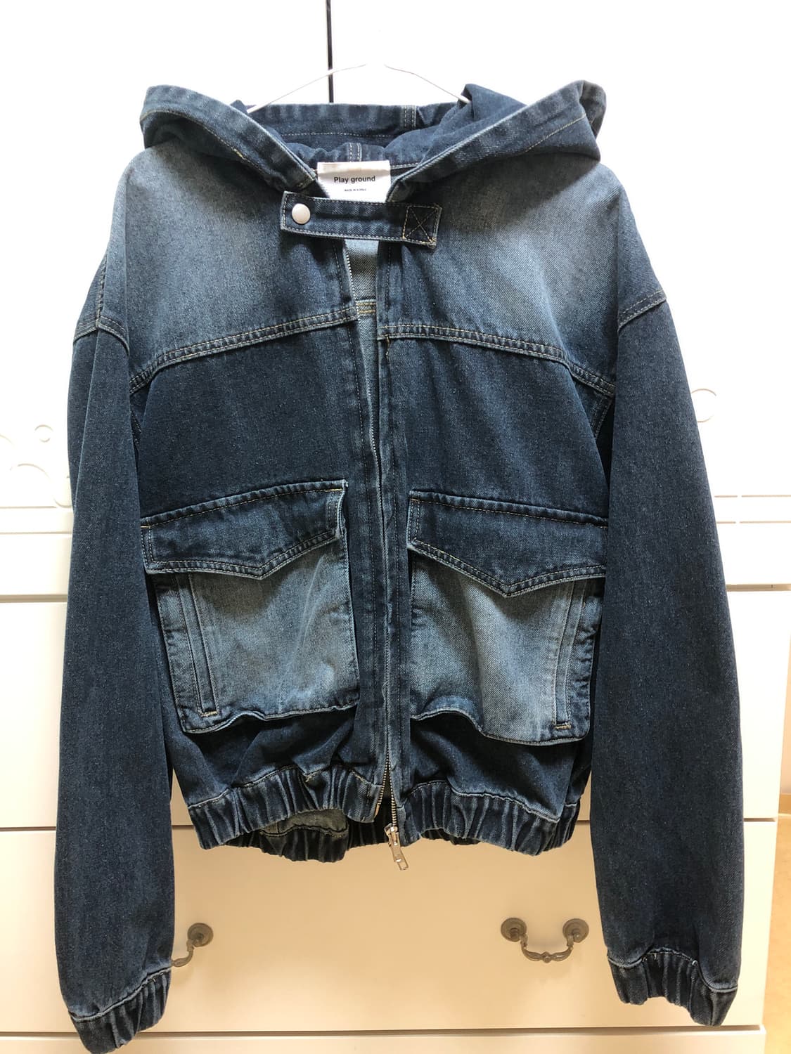 데님 크롭 후드 자켓 상품이미지1