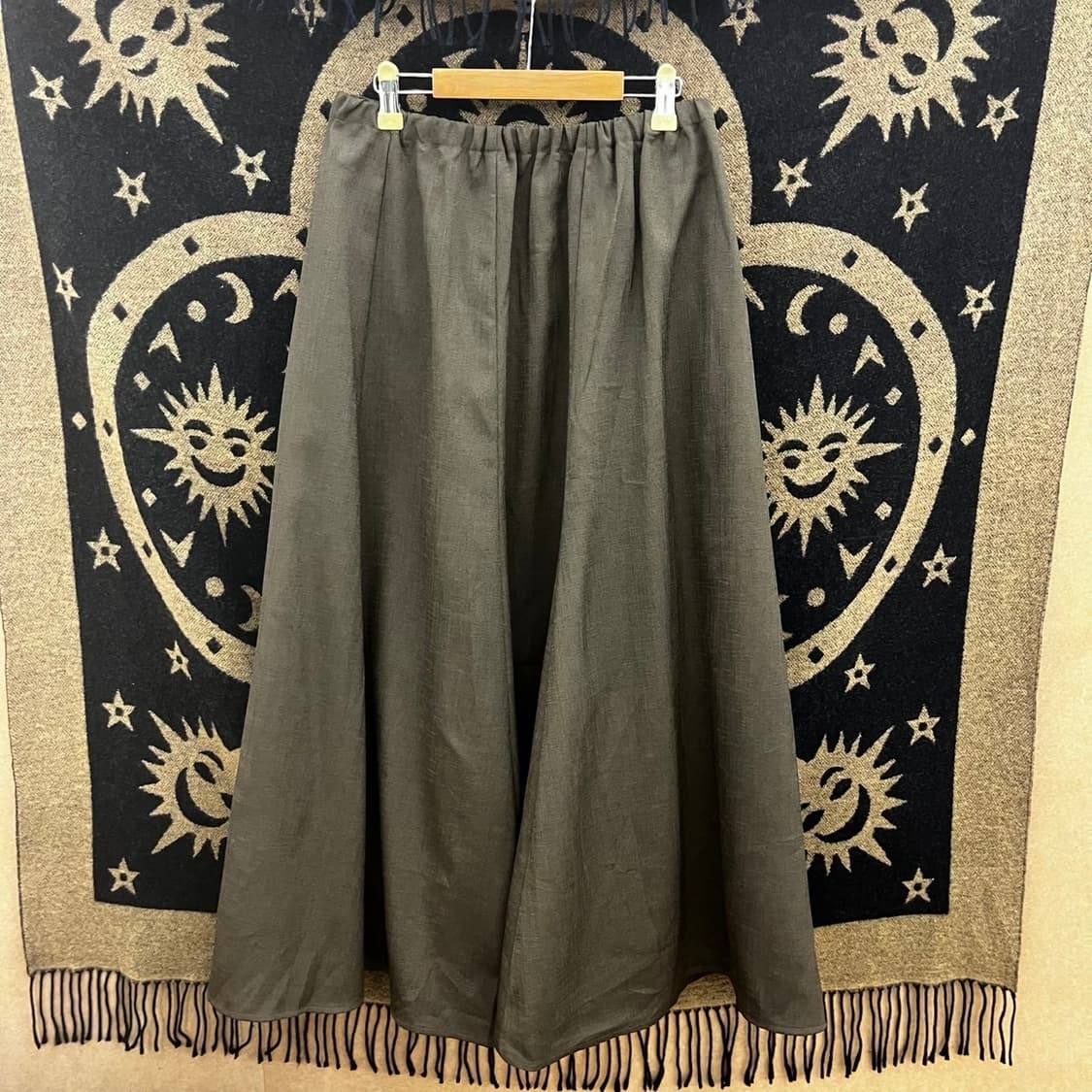 빈티지 캐주얼 모리 딥말차카키 플레어 롱스커트 K0146 상품이미지3