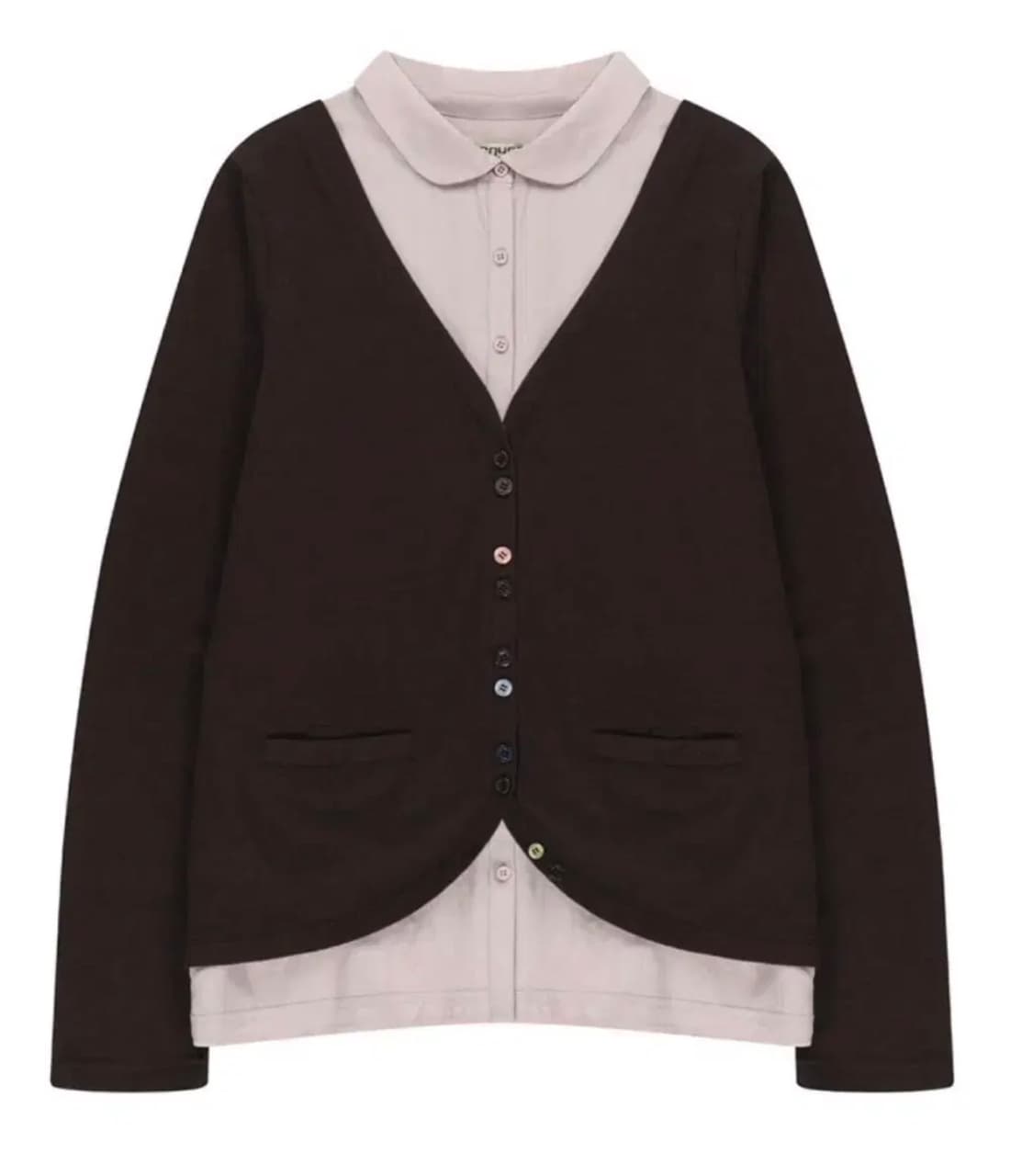 코이세이오 레이어드 셔츠 가디건 브라운 상품이미지1