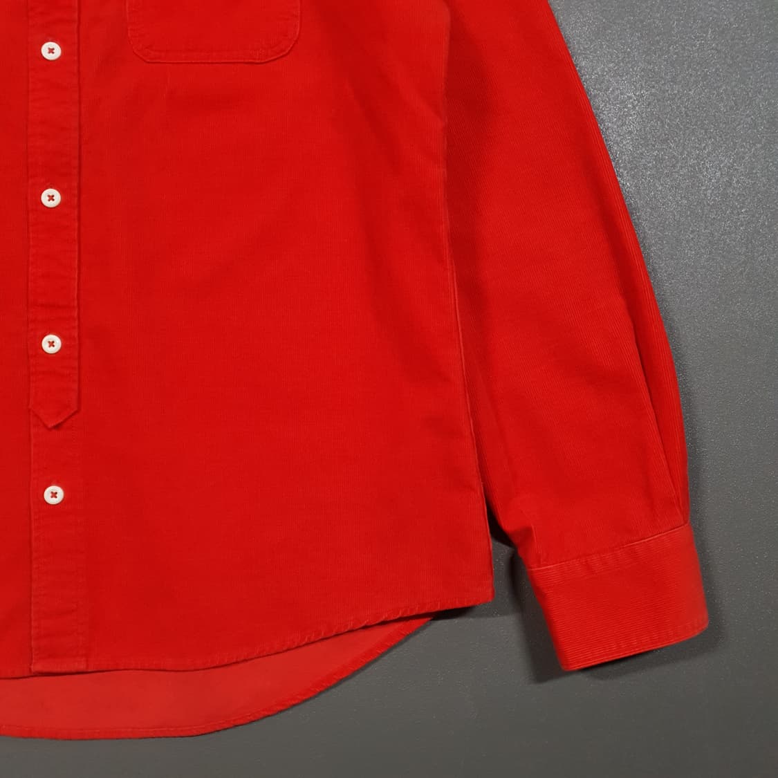 100 (L) 라코스테 라이브 크록 포켓 코듀로이 셔츠 골덴 남방 레드 상품이미지4