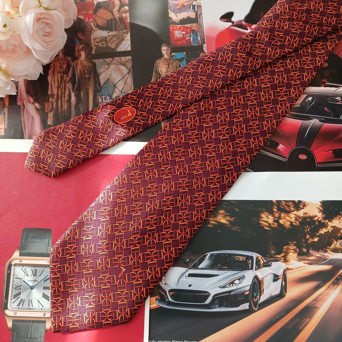 트루사르디 실크 버건디 자카드 넥타이 9.1cm A+등급 A18823
 상품이미지3