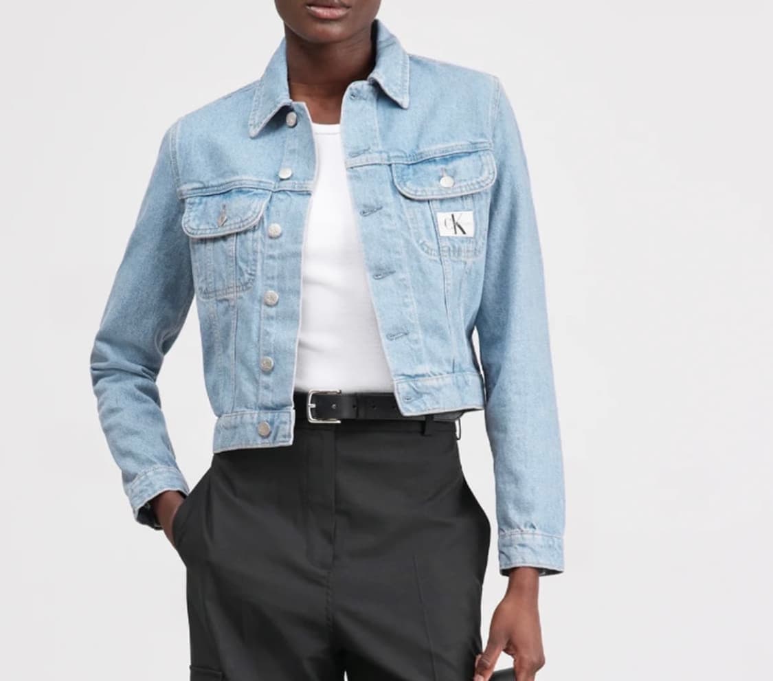새상품 | 택, 실물 사진 O | 캘빈클라인 크롭 청자켓 상품이미지4