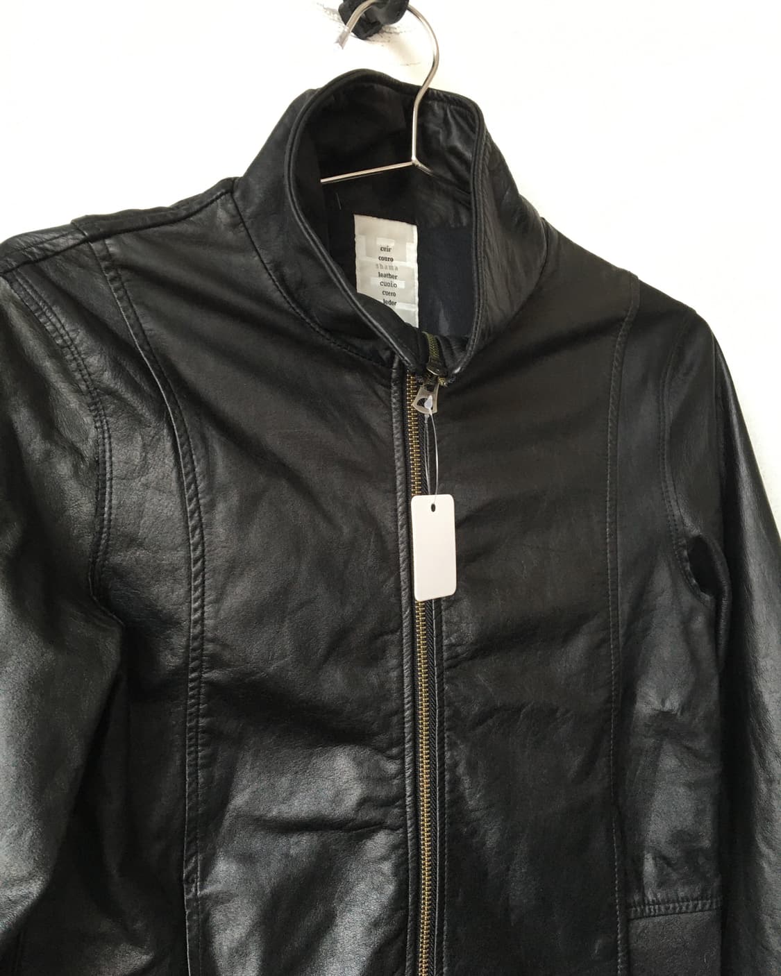 High neck lamb skin leather jacket 상품이미지4