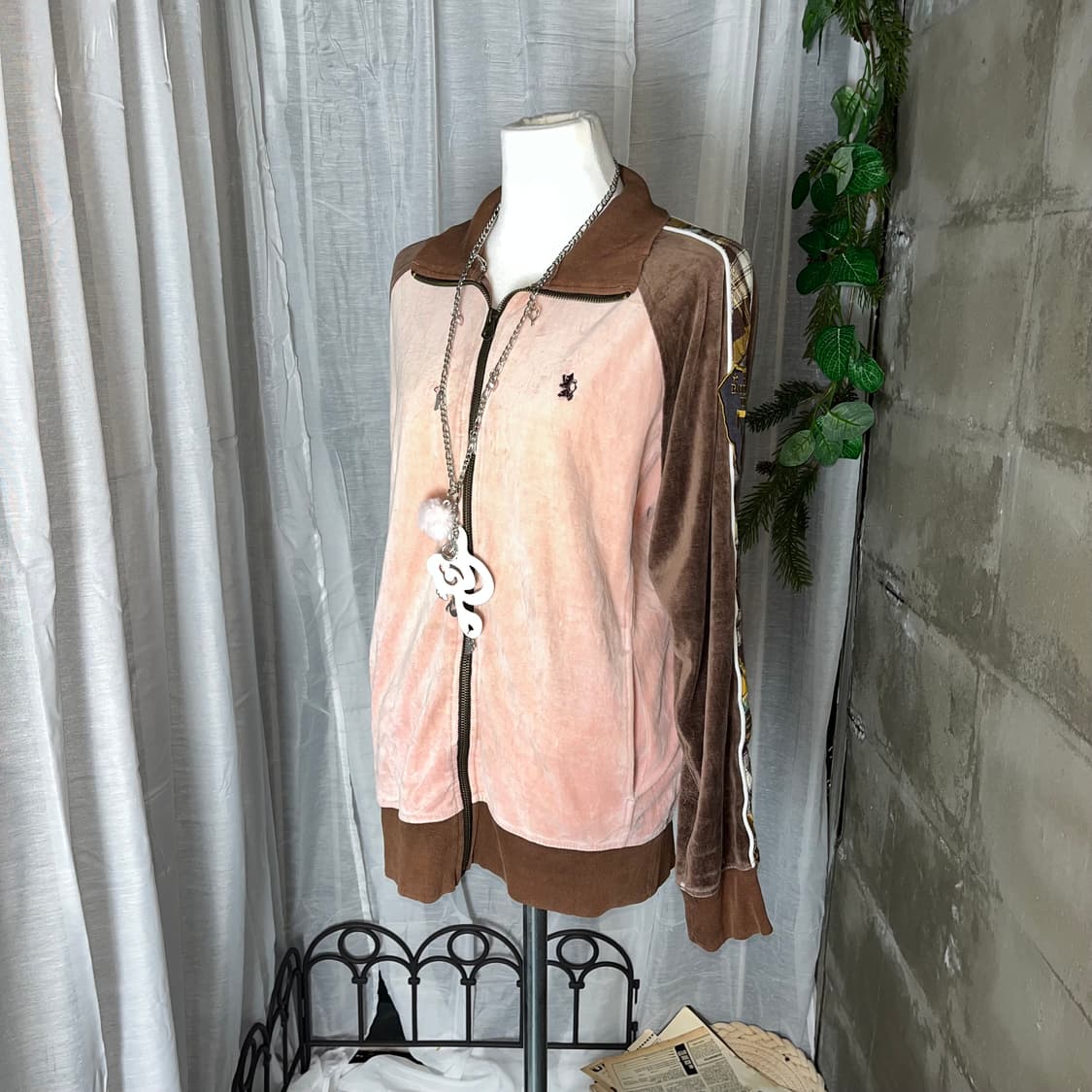 갸루 핑크 벨벳 져지 상품이미지1