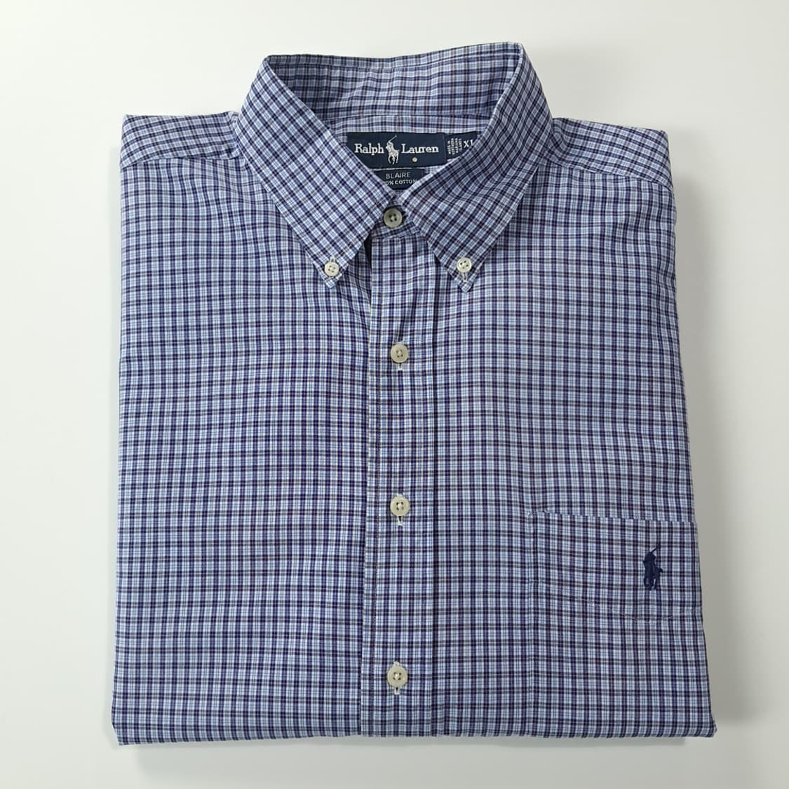 CK263 XL 폴로 90s 미국판 블레어 스몰 타탄체크 블루 셔츠 남 상품이미지7