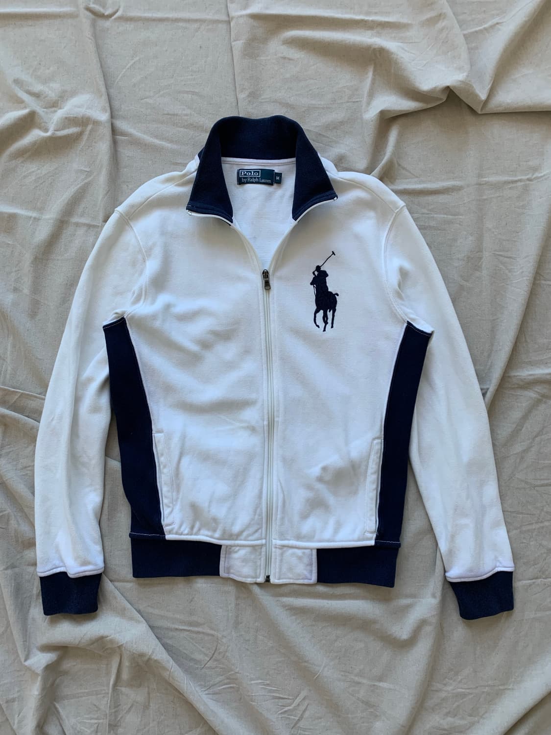 대장급 폴로 랄프로렌 빅포니로고 화이트 네이비 코튼 집업  상품이미지5