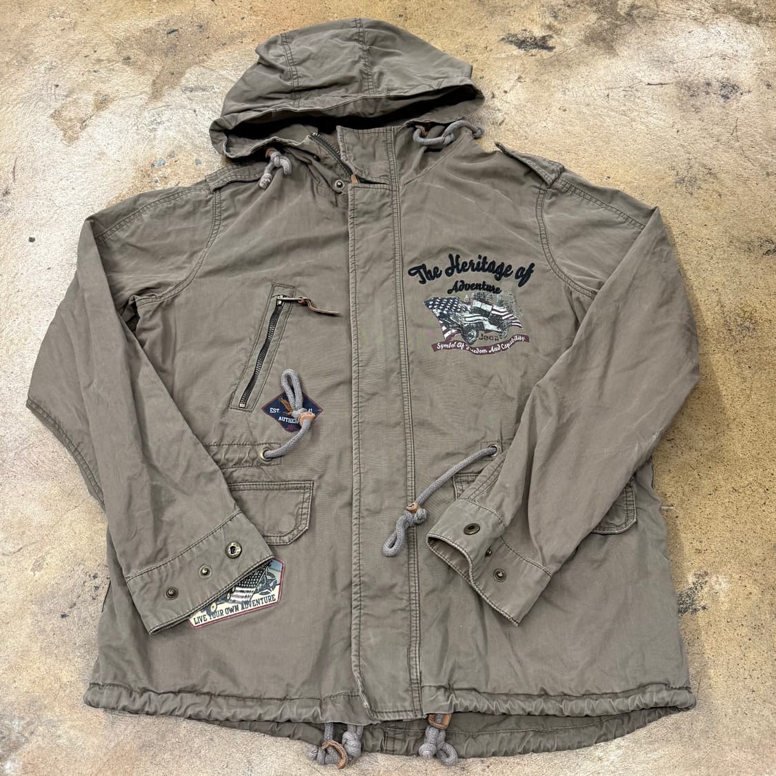 [정품/L] 지프 jeep 카키색 후드 야상 점퍼 b10 상품이미지2