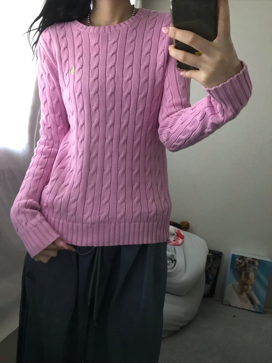 폴로 핑크 케이블 니트 상품이미지5